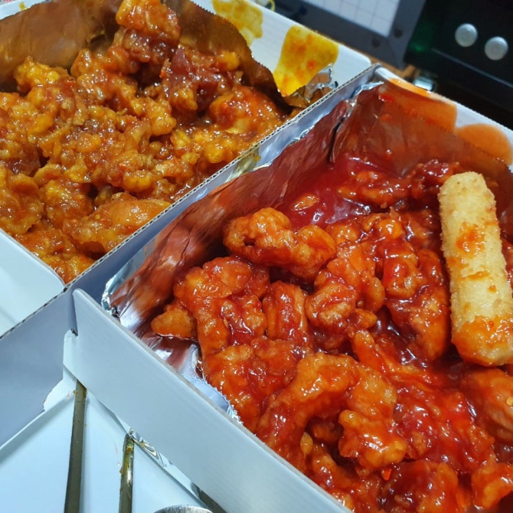  [먹거리 리뷰] 못말리는 파닭 원종점 순살파닭 두 마리 치킨(카레+핫칠리) 먹어본 후기