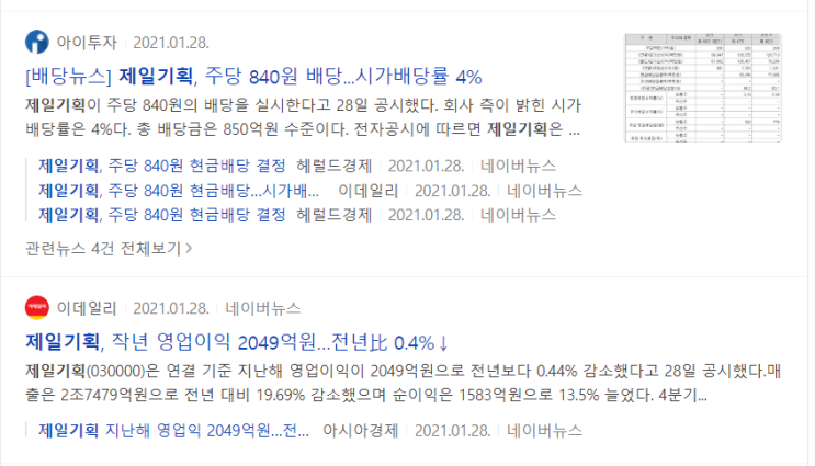  제일기획 - 2020년 4분기 영업 잠정 실적 공시