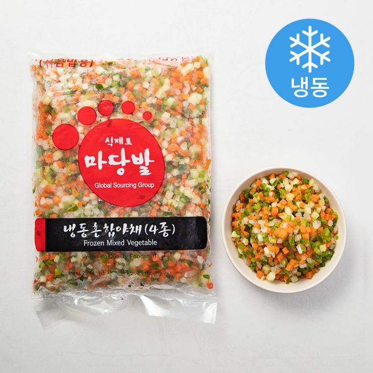 의외로 인기있는 마당발 볶음밥용 혼합야채 4종 감자 / 당근 / 양파 / 청피망 (냉동), 1kg, 1봉(로켓배송) 좋아요