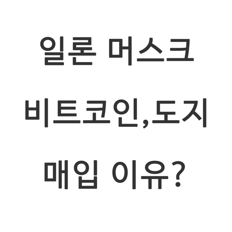 일론 머스크 도지코인, 비트코인 매입 이유