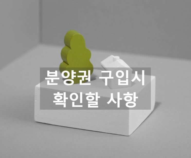  부동산에서 분양권 구입할 때 확인해야 하는 부분 알려드립니다.