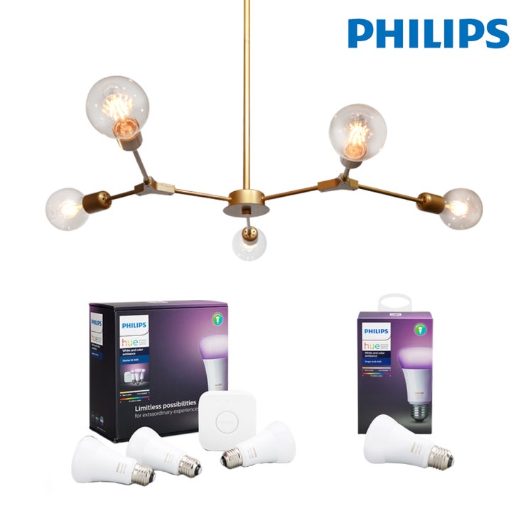 인기있는 필립스 HUE 별자리5등펜던트 휴 패키지구성+HUE셋 LED램프/LED전구, 상세 설명 참조 추천합니다