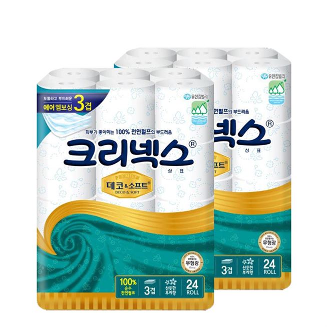  [추천특가] 크리넥스 데코&소프트 3겹 30m*24롤 롤화장지 33,100 원 