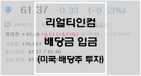  리얼티인컴 배당금 입금(미국 배당주 투자)