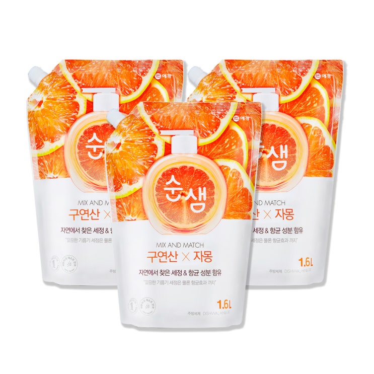 구매평 좋은 순샘 구연산 자몽 주방세제 리필, 1.6L, 3개(로켓배송) 좋아요 구매평 좋은 순샘 구연산 자몽 주방세제 리필, 1.6L, 3개(로켓배송) 좋아요