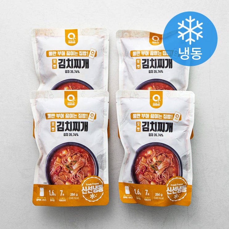 잘팔리는 원큐 포켓 김치찌개 (냉동), 284g, 4팩(로켓배송) 좋아요