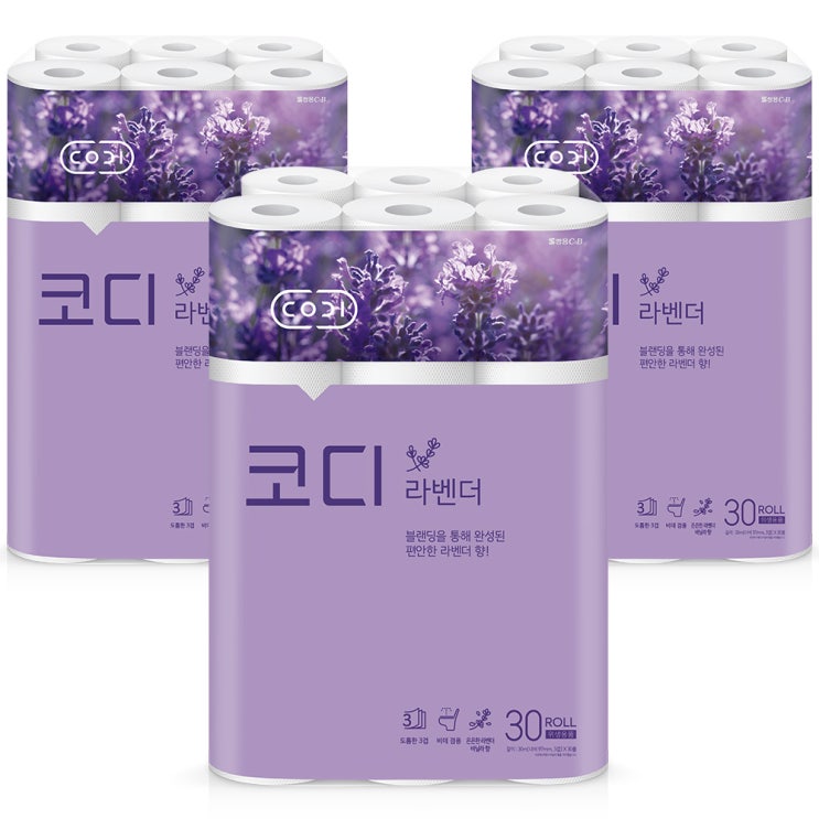 후기가 정말 좋은 코디 라벤더 3겹 롤화장지 30m 랜덤발송, 3팩, 30롤 좋아요 후기가 정말 좋은 코디 라벤더 3겹 롤화장지 30m 랜덤발송, 3팩, 30롤 좋아요