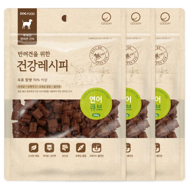 선호도 높은 굿데이 건강레시피 큐브 강아지 간식 300g, 연어, 3개(로켓배송) 좋아요 선호도 높은 굿데이 건강레시피 큐브 강아지 간식 300g, 연어, 3개(로켓배송) 좋아요