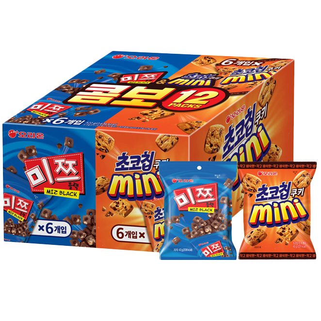 인기있는 오리온 초코칩 45g x 6p + 미쯔 미니 42g x 6p, 1세트(로켓배송) ···