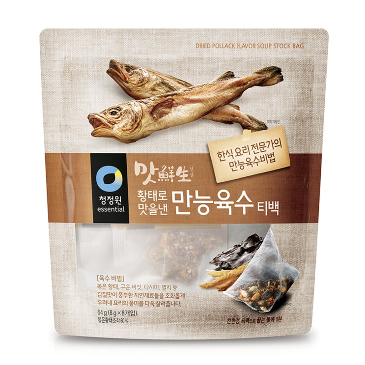 리뷰가 좋은 청정원 황태로 맛을 낸 만능육수 티백, 64g, 1개(로켓배송) ···