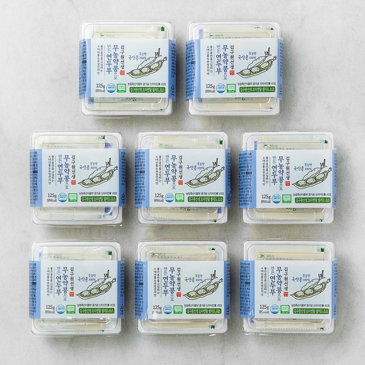 잘나가는 김구원선생 무농약인증 콩으로 만든 연두부 + 오리엔탈 소스, 125g, 8개입(로켓배송) 좋아요 잘나가는 김구원선생 무농약인증 콩으로 만든 연두부 + 오리엔탈 소스, 125g, 8개입(로켓배송) 좋아요