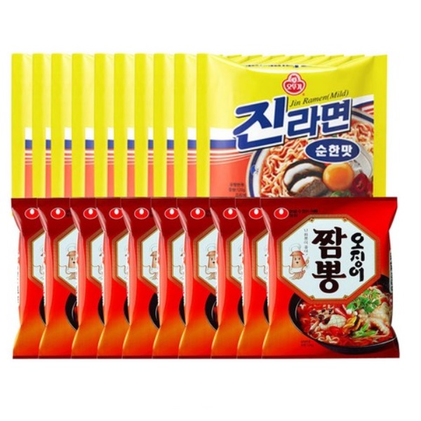 잘나가는 농심 오징어짬뽕 10개 + 오뚜기 진라면 순한맛 10개, 20개 추천합니다 잘나가는 농심 오징어짬뽕 10개 + 오뚜기 진라면 순한맛 10개, 20개 추천합니다