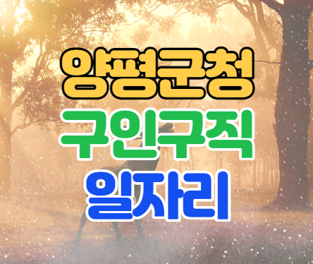  양평군청 구인구직 일자리