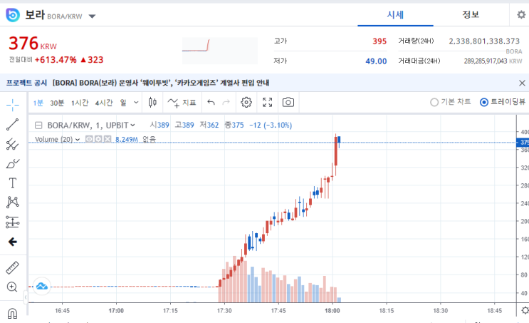  2월18일 보라코인,엠블코인 뻠핑
