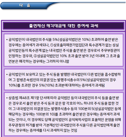 공익법인 주식보유 기준 초과 및 특수관계 여부