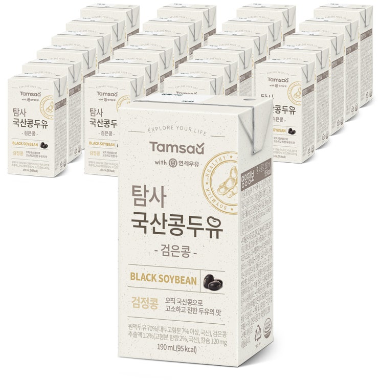 인기있는 탐사 국산콩 검은콩 칼슘 두유, 190ml, 24개(로켓배송) 좋아요 인기있는 탐사 국산콩 검은콩 칼슘 두유, 190ml, 24개(로켓배송) 좋아요
