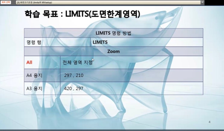  오토캐드 화면크기조정  LIMITS 와 MVSETUP