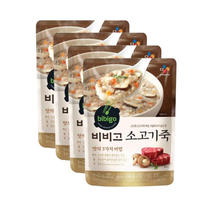 후기가 좋은 비비고 소고기죽 파우치 450g, 4개 좋아요