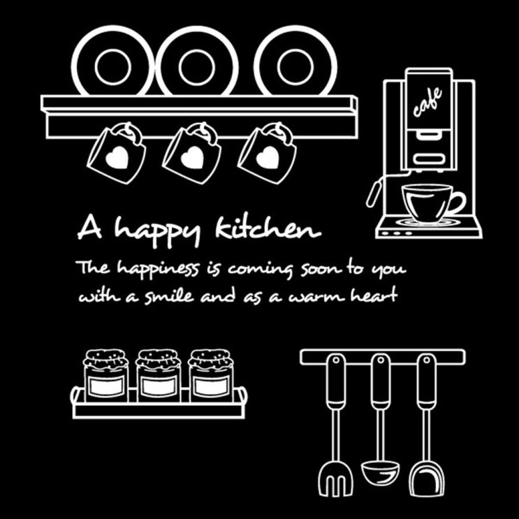 많이 찾는 디자인엠 그래픽 스티커 행복한주방, 화이트(로켓배송) ···
