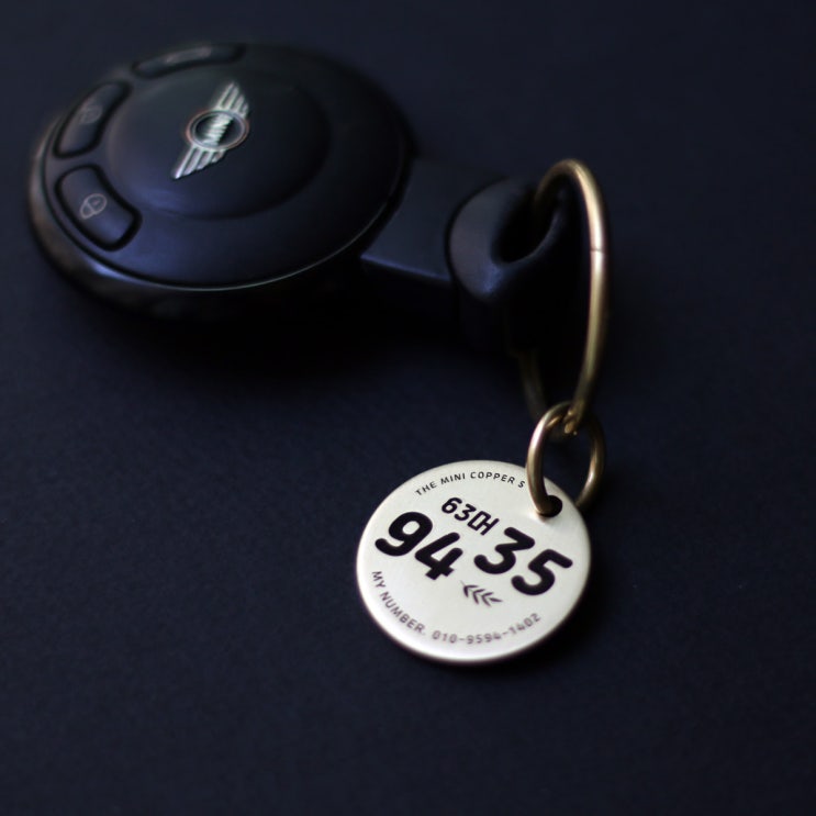  황동 써클 이니셜 각인 자동차키링!(레이저 각인)Brass keyring