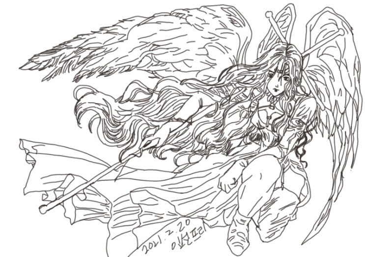  [인선프리 그림] 천사금렵구 알렉시엘 고1 때 이후로 22년 만에 그려 보넹ㅎㅎ