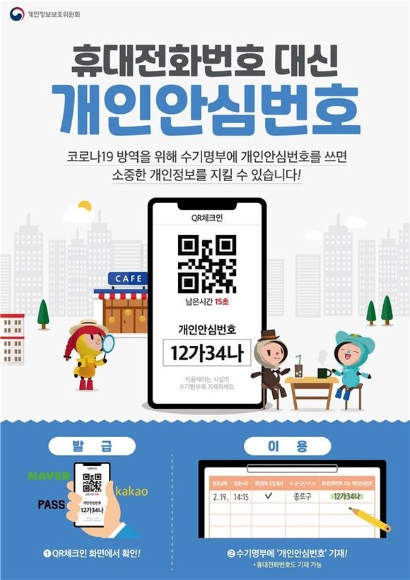  [코로나 출입명부] 내 휴대전화번호 대신 《개인안심번호》 사용하기!! QR체크인