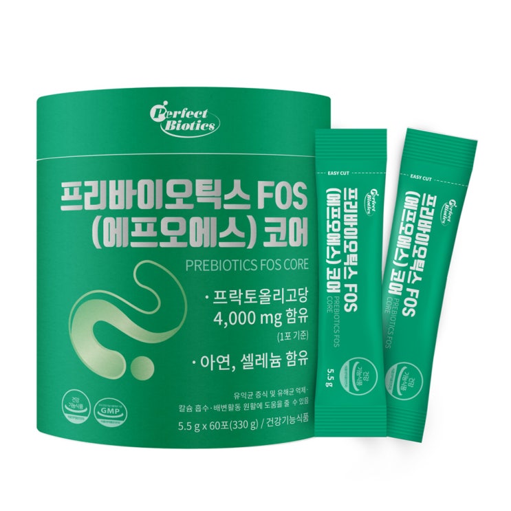 인지도 있는 퍼펙트바이오틱스 프리바이오틱스 FOS 코어 유산균, 5.5g, 60개(로켓배송) 좋아요