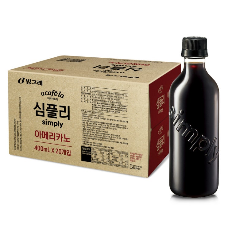 핵가성비 좋은 아카페라 심플리 아메리카노 커피, 400ml, 20개(로켓배송) 좋아요