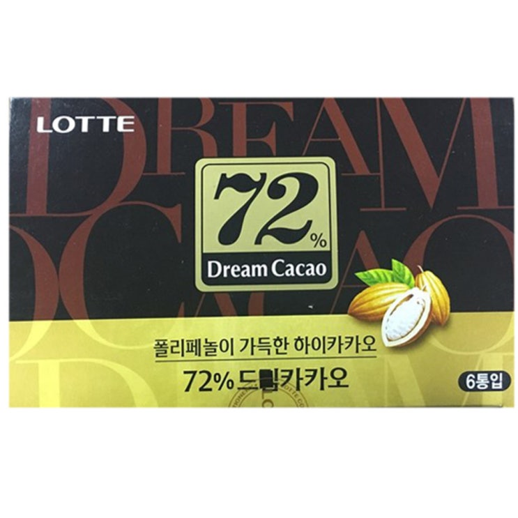 가성비 뛰어난 롯데제과 드림카카오 72%, 86g, 6개입 ···