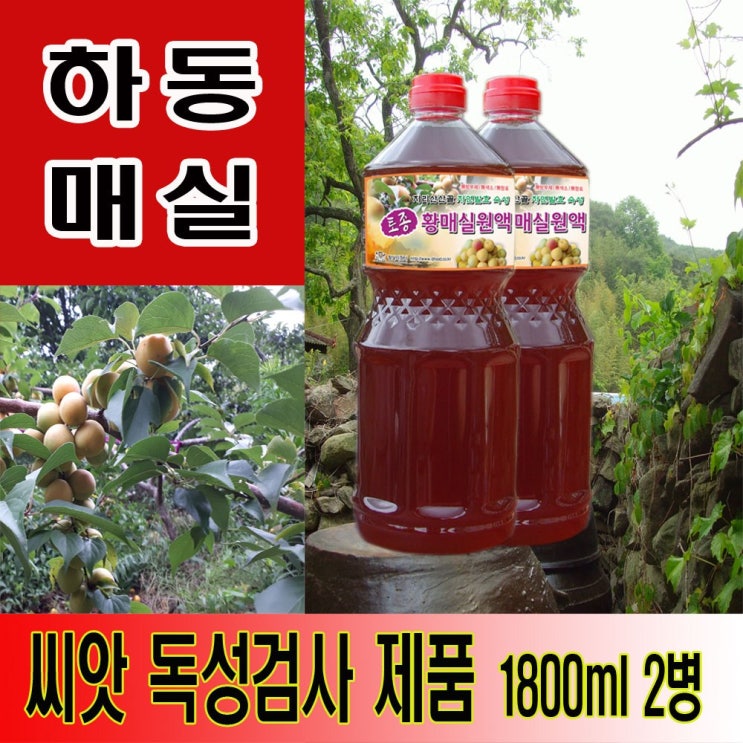 갓성비 좋은 하동 매실원액 지리산산골 3년숙성 토종 황매실원액 1800ml, 1800ml 2병 좋아요