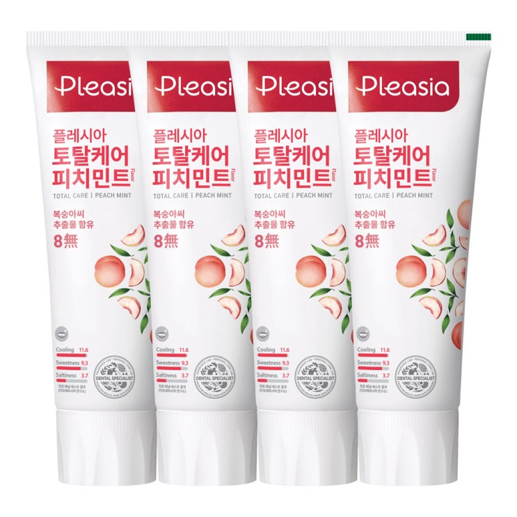 인기 많은 플레시아 토탈케어 피치민트 치약, 150g, 4개입(로켓배송) 추천합니다