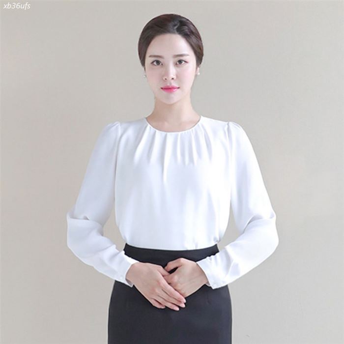  [할인제품] 더웨이나인 긴팔 셔링 기본 쉬폰 정장 면접블라우스 34,900 원 8% 할인︎