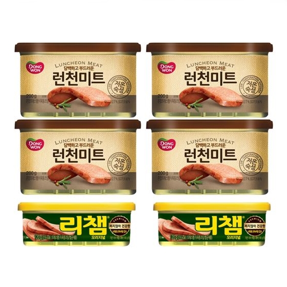 인기 많은 동원 런천미트 햄통조림 200g x 4p + 리챔 오리지널 햄통조림 120g x 2p, 1세트(로켓배송) ··· 인기 많은 동원 런천미트 햄통조림 200g x 4p + 리챔 오리지널 햄통조림 120g x 2p, 1세트(로켓배송) ···