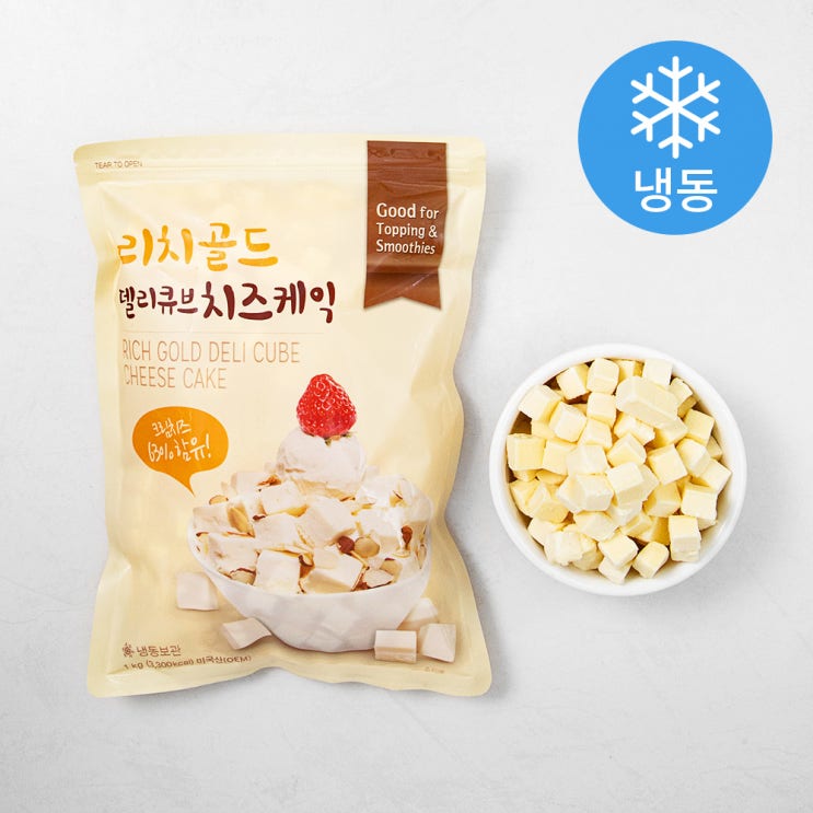 선호도 높은 리치골드 델리큐브 치즈케익 (냉동), 1kg, 1개(로켓배송) ···