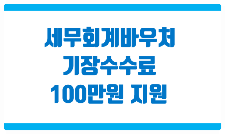  청년 창업지원 세무회계바우처 기장 수수료 최대 100만 원 지원받는 방법