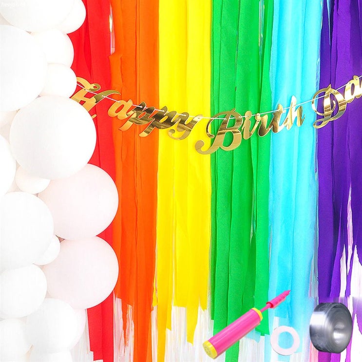  [할인정보] 파티스트리머 레인보우 6종 ST풍선 화이트 30cm 100p 필기체 생일파티 가랜드 골드 풍선 연결테이프 5m 손펌푸 컬링리본 10m 27,200 원︎ 