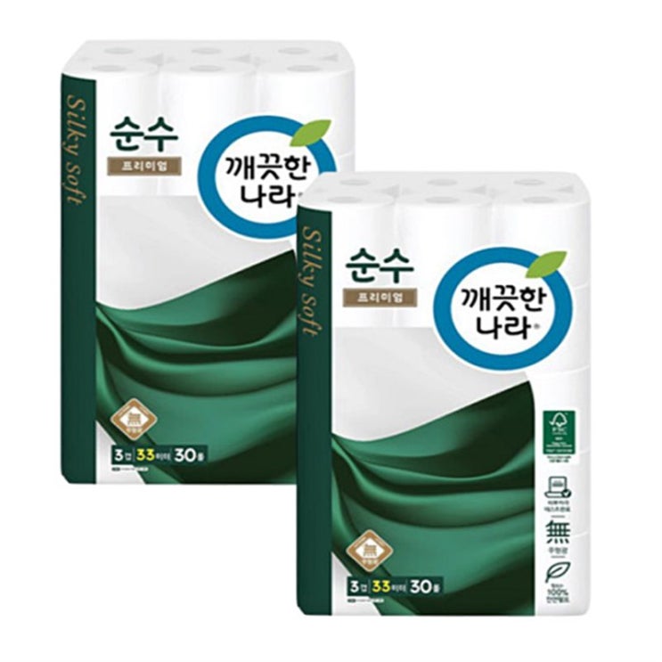  [특가제품] 깨끗한나라 NEW 순수프리미엄 3겹 천연펄프 33m30롤 고급 화장지 28,100 원 