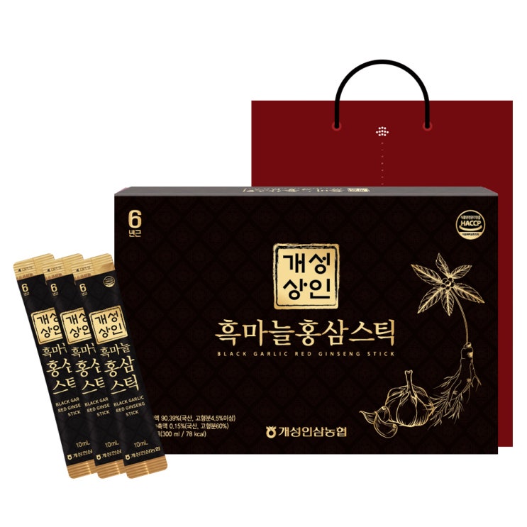  [할인상품] 개성상인 흑마늘 홍삼스틱 30포 쇼핑백 12,440 원 17% 할인