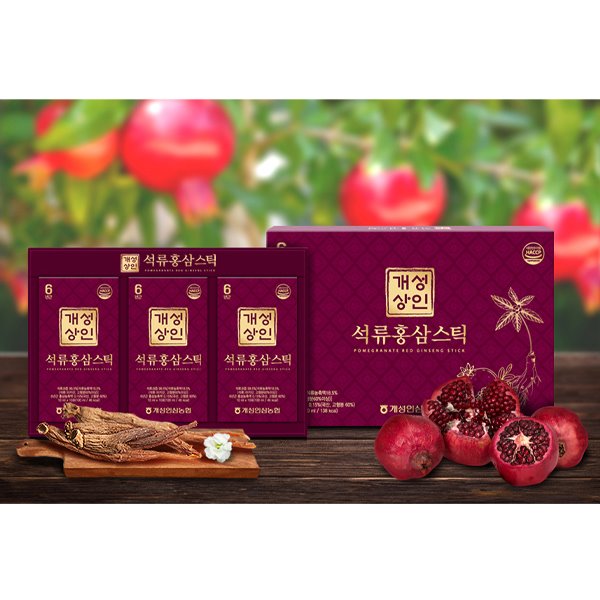 [할인제품] 개성상인 석류 홍삼 스틱 쇼핑백 12,900 원 10% 할인︎