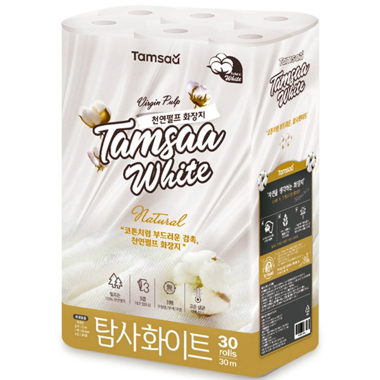 선호도 높은 탐사 화이트 천연펄프 3겹 롤화장지 30m, 30롤, 1개(로켓배송) ··· 선호도 높은 탐사 화이트 천연펄프 3겹 롤화장지 30m, 30롤, 1개(로켓배송) ···