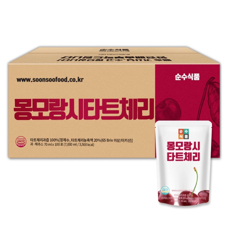 리뷰가 좋은 순수식품 몽모랑시 타트체리 주스 100% 실속형 100포(7000ml) 체리쥬스 타트채리, 100개, 70ml 좋아요