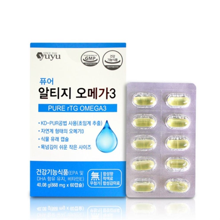  [추천특가] 유유제약 퓨어 알티지 오메가3 39,000 원~* 35% 할인