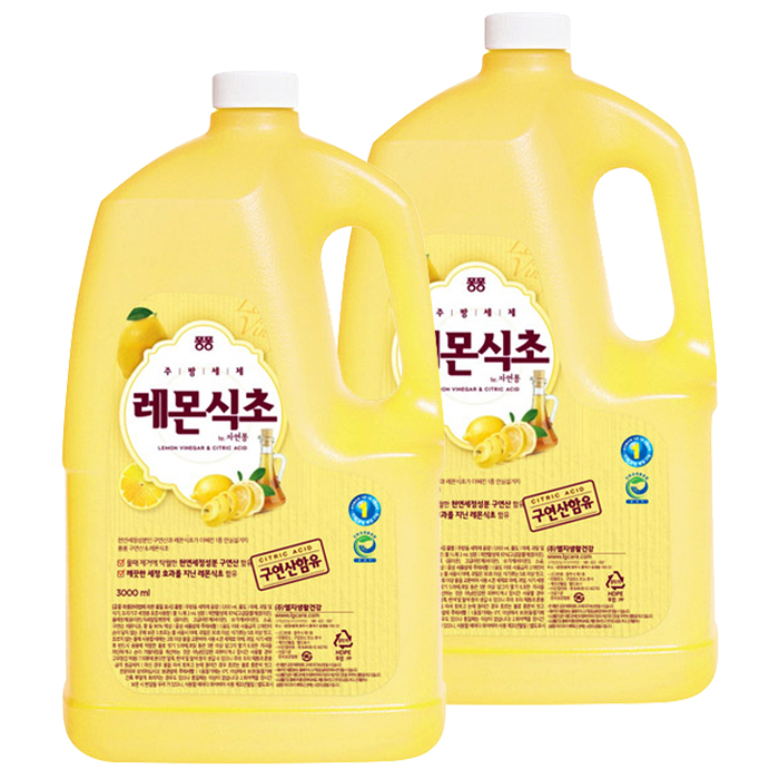 요즘 인기있는 퐁퐁 레몬식초 주방세제 용기 3000ml x 2개, 레몬식초x2개 좋아요 요즘 인기있는 퐁퐁 레몬식초 주방세제 용기 3000ml x 2개, 레몬식초x2개 좋아요