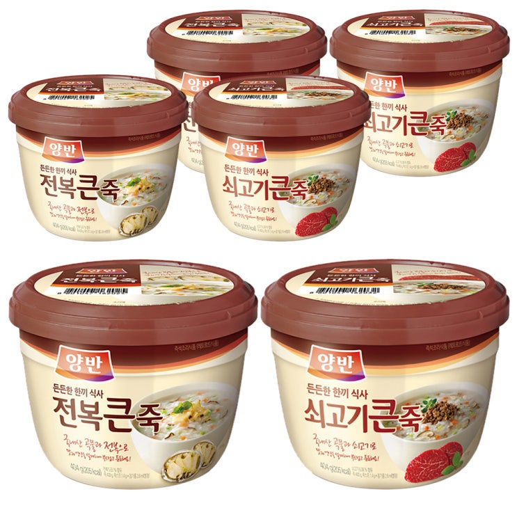 후기가 좋은 양반 전복큰죽 404g x 3p + 쇠고기 큰 죽 404g x 3p, 1세트(로켓배송) ···