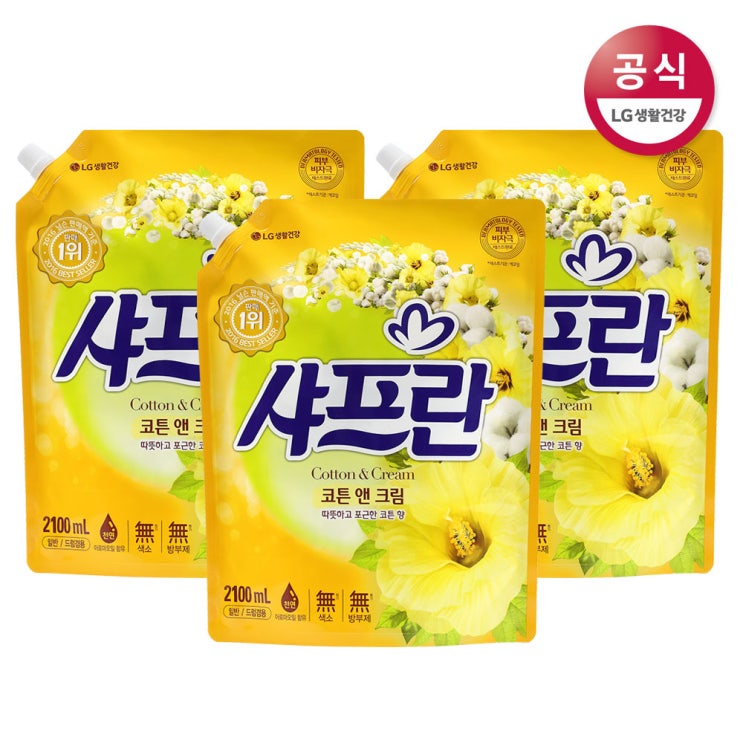 핵가성비 좋은 샤프란 섬유유연제 코튼앤크림 리필, 2.1L, 3개 좋아요 핵가성비 좋은 샤프란 섬유유연제 코튼앤크림 리필, 2.1L, 3개 좋아요