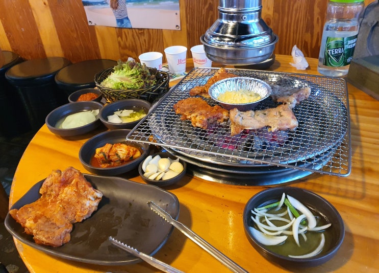  아이와 함께 강촌역 샘토 참숯 닭갈비 - 간장닭갈비, 놀이방 (내돈내산)