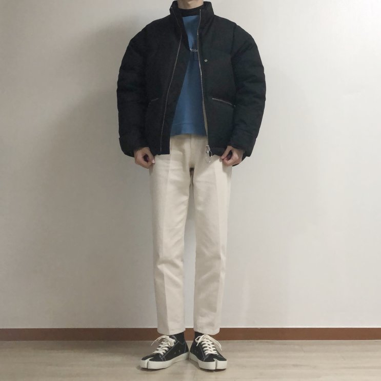  오더플리즈 테이퍼드 핏 크림진, 남자크림진 후기