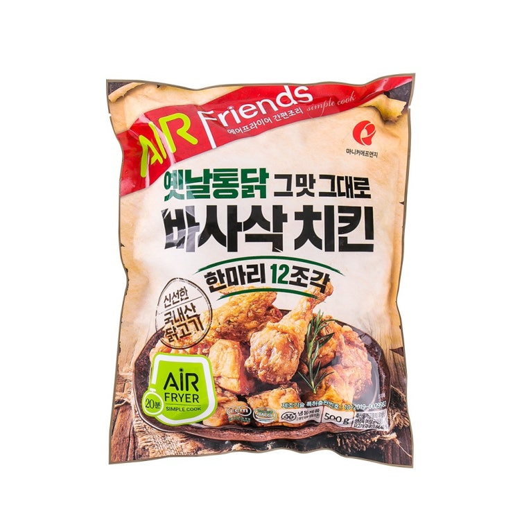 가성비 좋은 마니커 바사삭치킨 한마리 12조각 500g 2개입/에어프라이전용/옛날통닭/치킨 식품 &gt; 냉장/냉동식품 냉장냉동 간편조리 냉장냉동가공육 후라이드 치킨/너겟, 1 추천합니