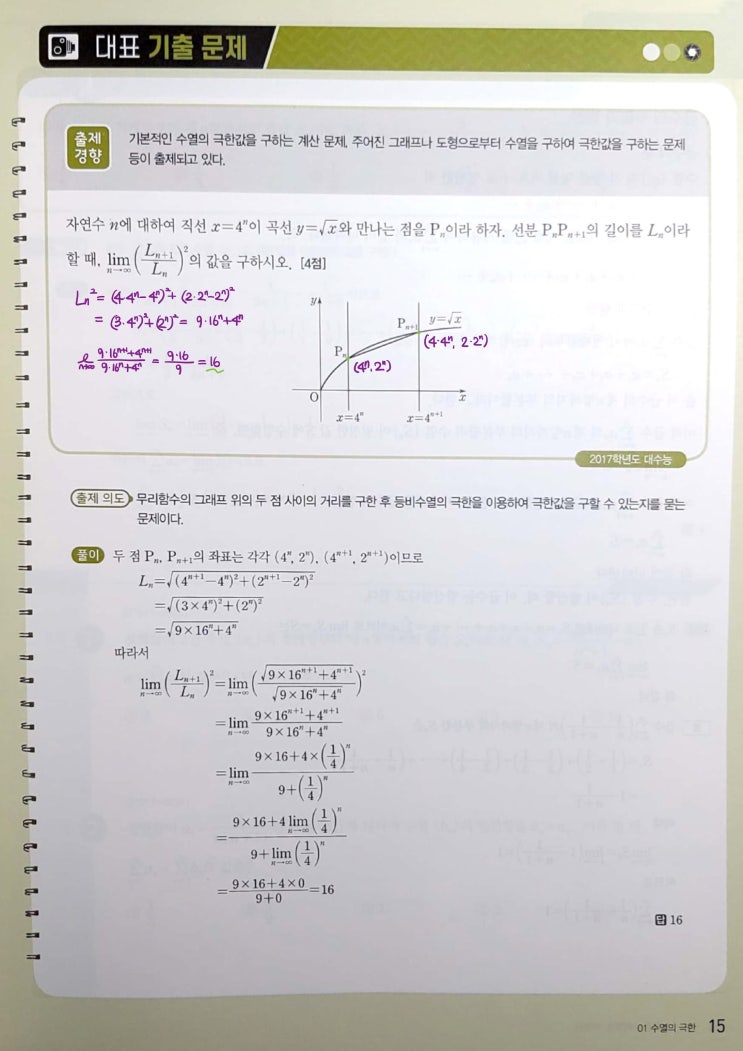 수능특강 미적분 p15) 01 수열의 극한 대표 기출 문제 문제 및 풀이