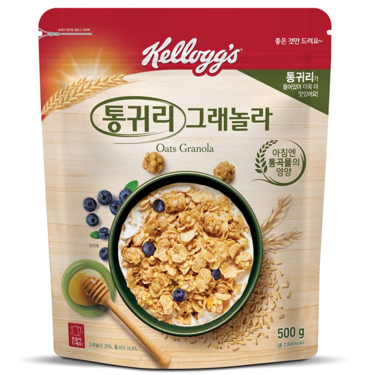 선호도 높은 켈로그 통귀리 그래놀라, 500g, 1개(로켓배송) 좋아요